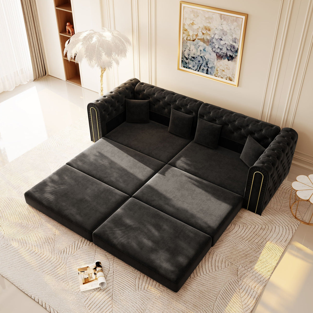 3 In 1 Convertible Sofa and Ottoman Bed