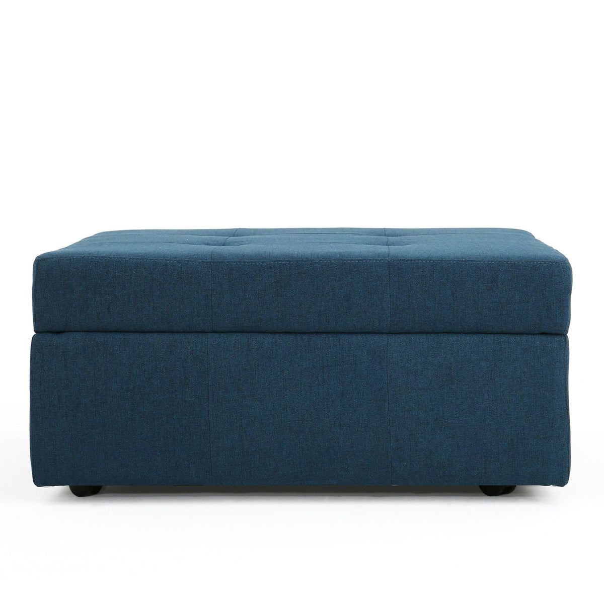 Flip Top Ottoman navy blue with tufted waffle stitch, HouseOfZazla upholstered bench on Tampa Home & Garden Store