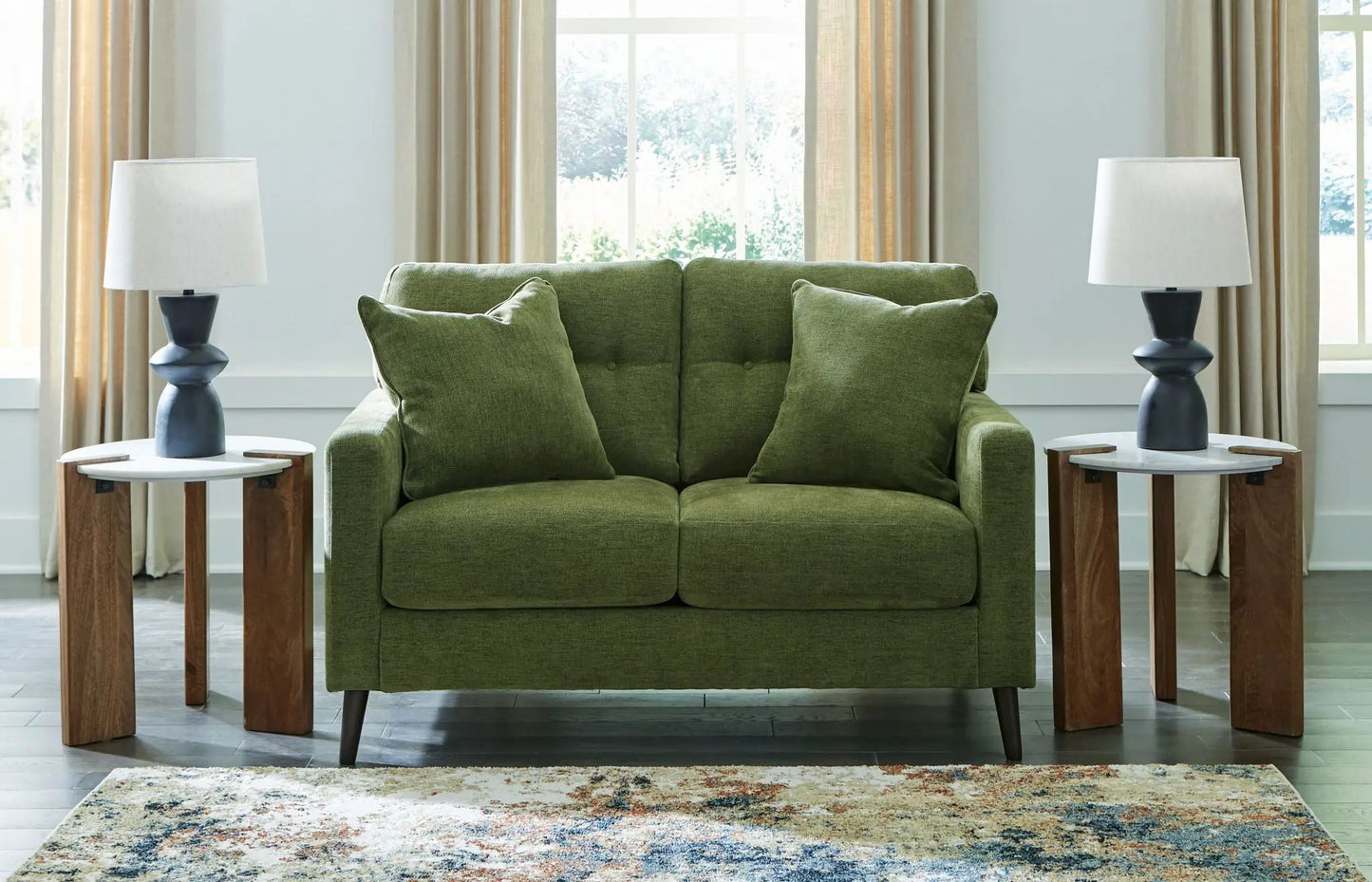 Bixler Loveseat Navy Modern Profile Design