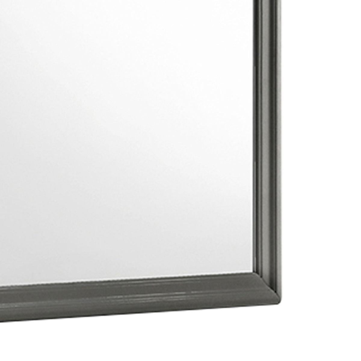 Modern wall mirror with smooth dark gray metal frame for stylish bathroom or hallway on Tampa Home & Garden Store