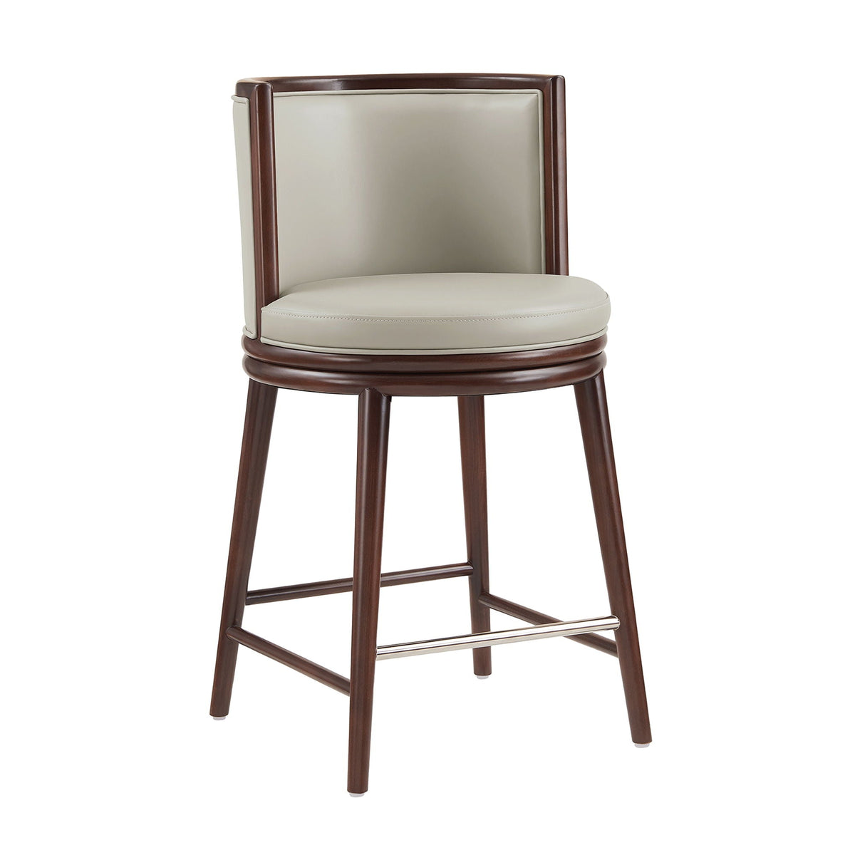 Evalyn Counter Stool beige upholstery, dark brown wood frame by HouseOfZazla on Tampa Home & Garden Store