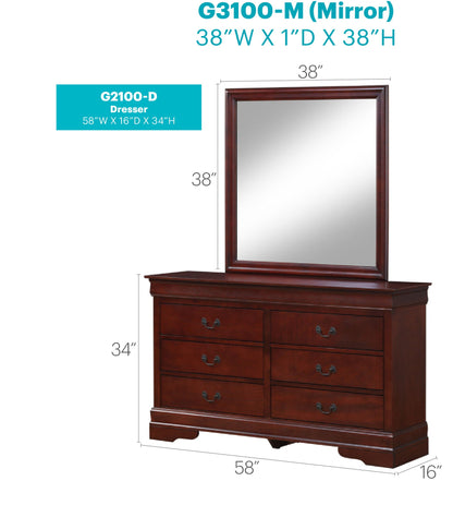 Louis Phillipe dresser with mirror in dark red finish by HouseOfZazla on Tampa Home & Garden Store