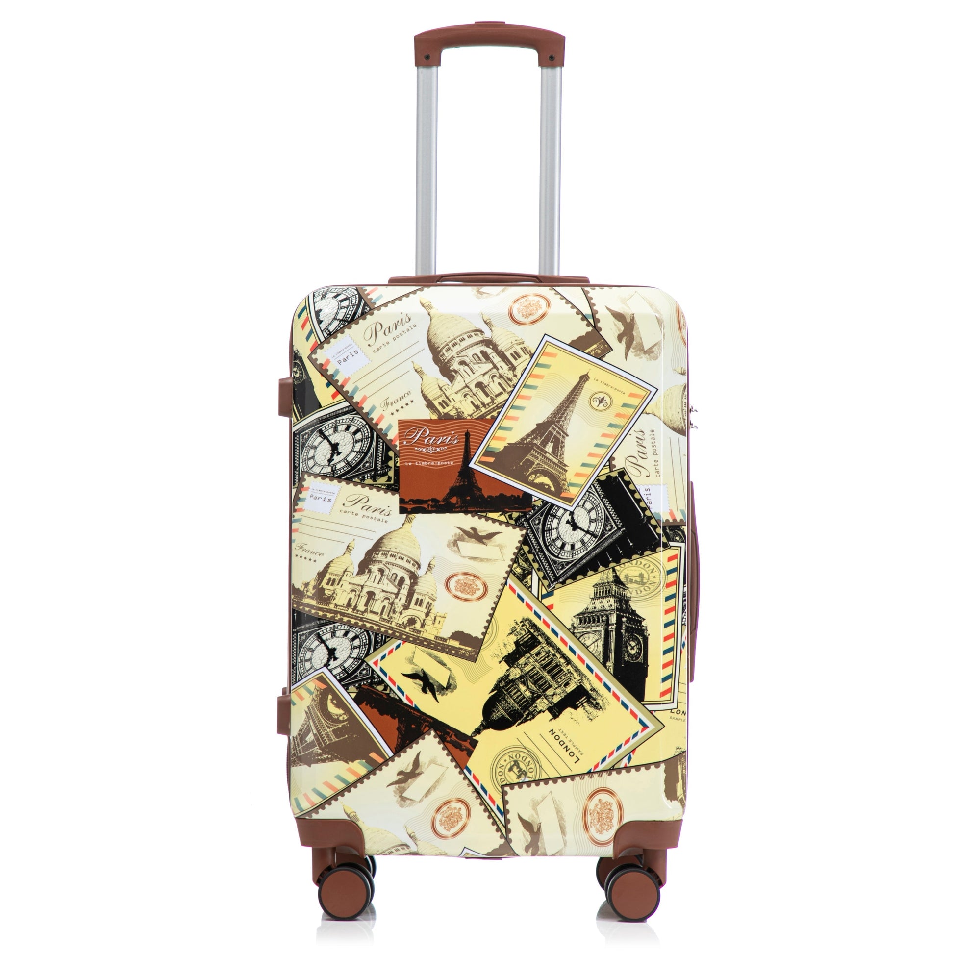3-Piece HouseOfZazla luggage set with printed travel pattern hard-shell spinner suitcase on Tampa Home & Garden Store
