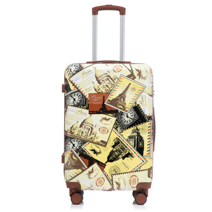 3-Piece HouseOfZazla luggage set with printed travel pattern hard-shell spinner suitcase on Tampa Home & Garden Store