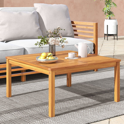 Mesa de centro/auxiliar de madera maciza de acacia para patio de 35.5 pulgadas