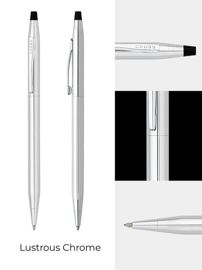 A.T. Cross Classic Century Lustrous Chrome ballpoint pen pair shown with chrome body and clip on Tampa Home & Garden Store