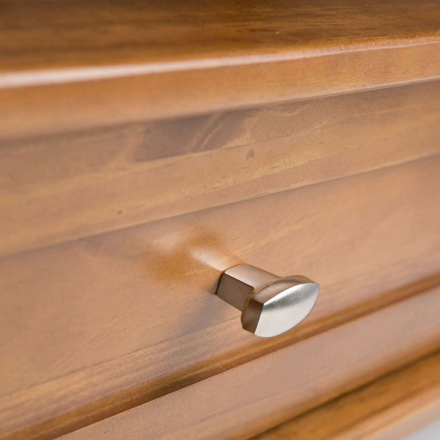 Warm Shaker coffee table wood drawer front with silver metal handle on Tampa Home & Garden Store