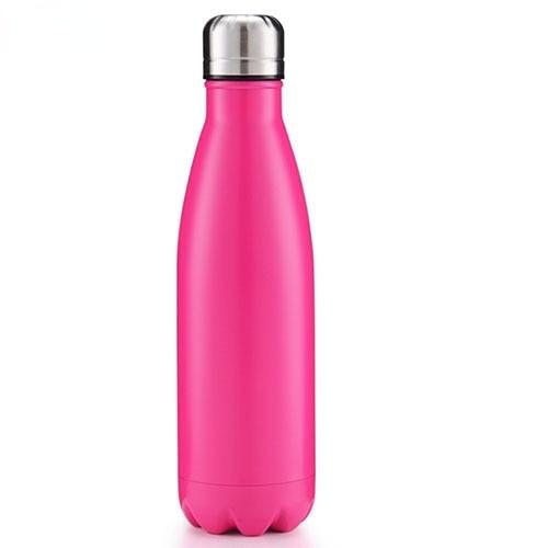 Pink stainless steel insulated water bottle with double-wall vacuum keeps drinks hot or cold on Tampa Home & Garden Store