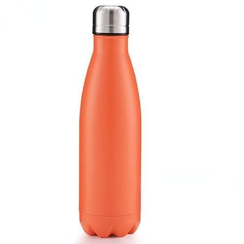 Orange double-wall insulated stainless steel water bottle with cap 350/500/750/1000ml on Tampa Home & Garden Store