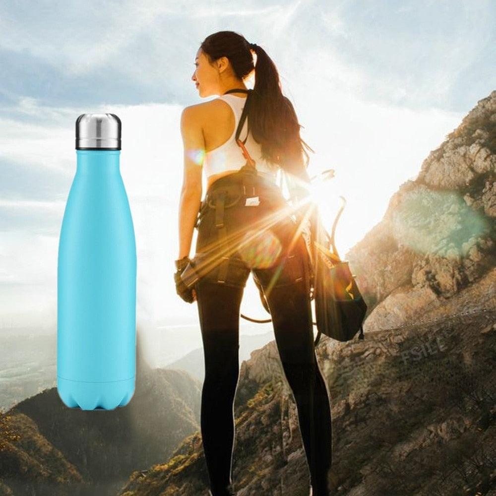 Stevvex stainless steel water bottle blue, insulated vacuum flask, 350/500/750/1000ml on Tampa Home & Garden Store