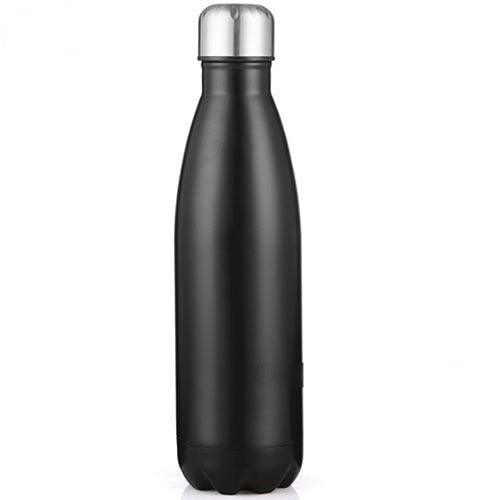 Stevvex black stainless steel water bottle 500ml with silver cap insulated travel flask on Tampa Home & Garden Store