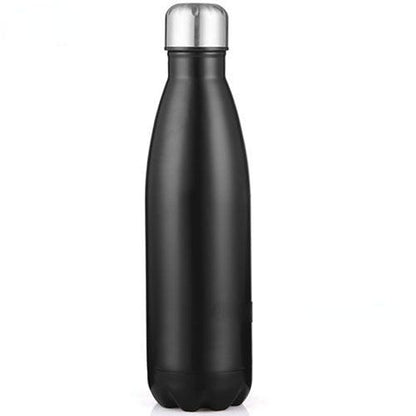 Stevvex black stainless steel water bottle 500ml with silver cap insulated travel flask on Tampa Home & Garden Store