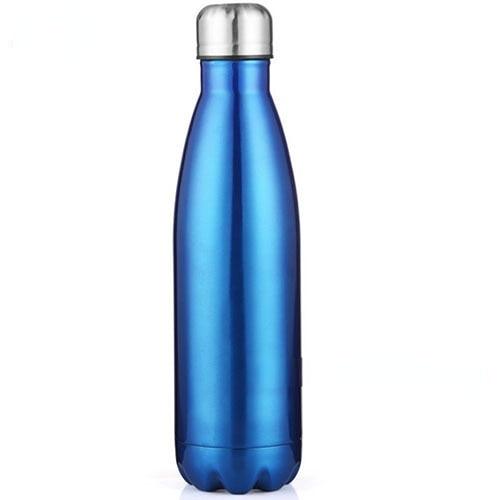 Stevvex blue stainless steel double-wall water bottle with silver cap on Tampa Home & Garden Store