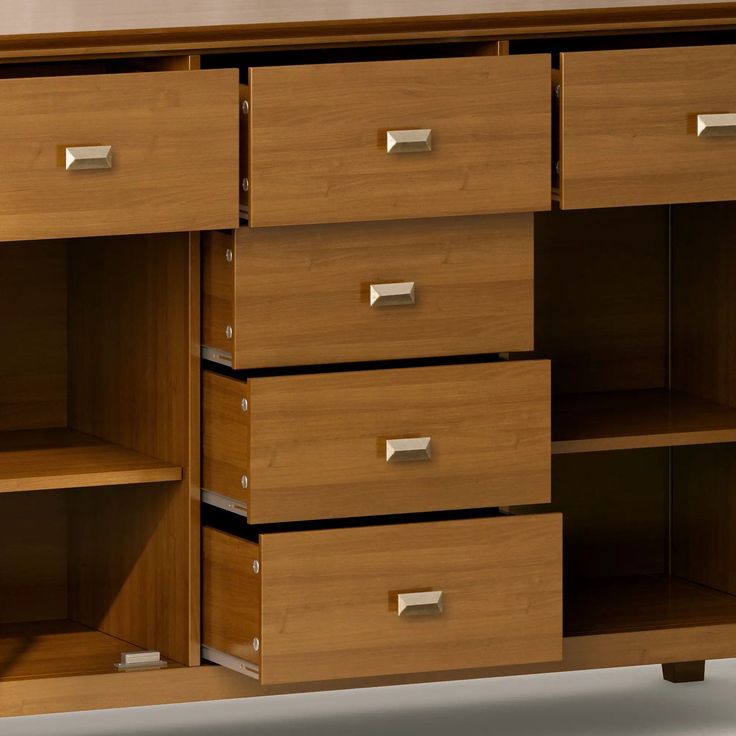 Artisan Handcrafted Sideboard Buffet by Unique Piece Furniture, honey wood with square pulls on Tampa Home & Garden Store