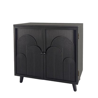 Modern black wood storage cabinet with embossed arched doors HouseOfZazla accent cabinet on Tampa Home & Garden Store