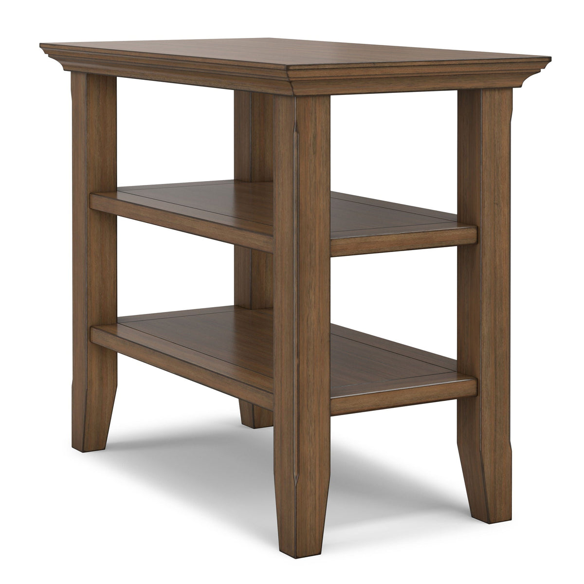 Narrow side table with two open shelves rustic brown wood HouseOfZazla on Tampa Home & Garden Store