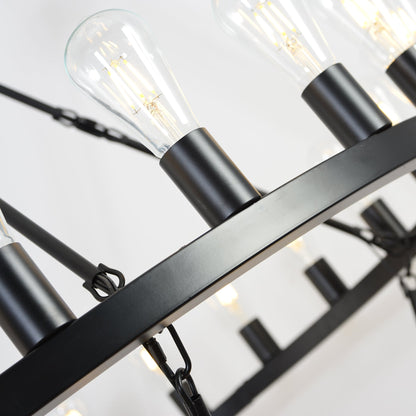 Chandelier 47.24 inch matte black wagon wheel with 36 lights HouseOfZazla on Tampa Home & Garden Store