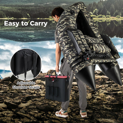 Camouflage fishing float tube with adjustable backrest and backpack straps GemGear 350 LBS on Tampa Home & Garden Store
