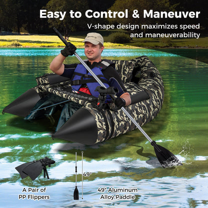 Inflatable fishing float tube by GemGear camouflage 350 LBS with adjustable backrest on Tampa Home & Garden Store