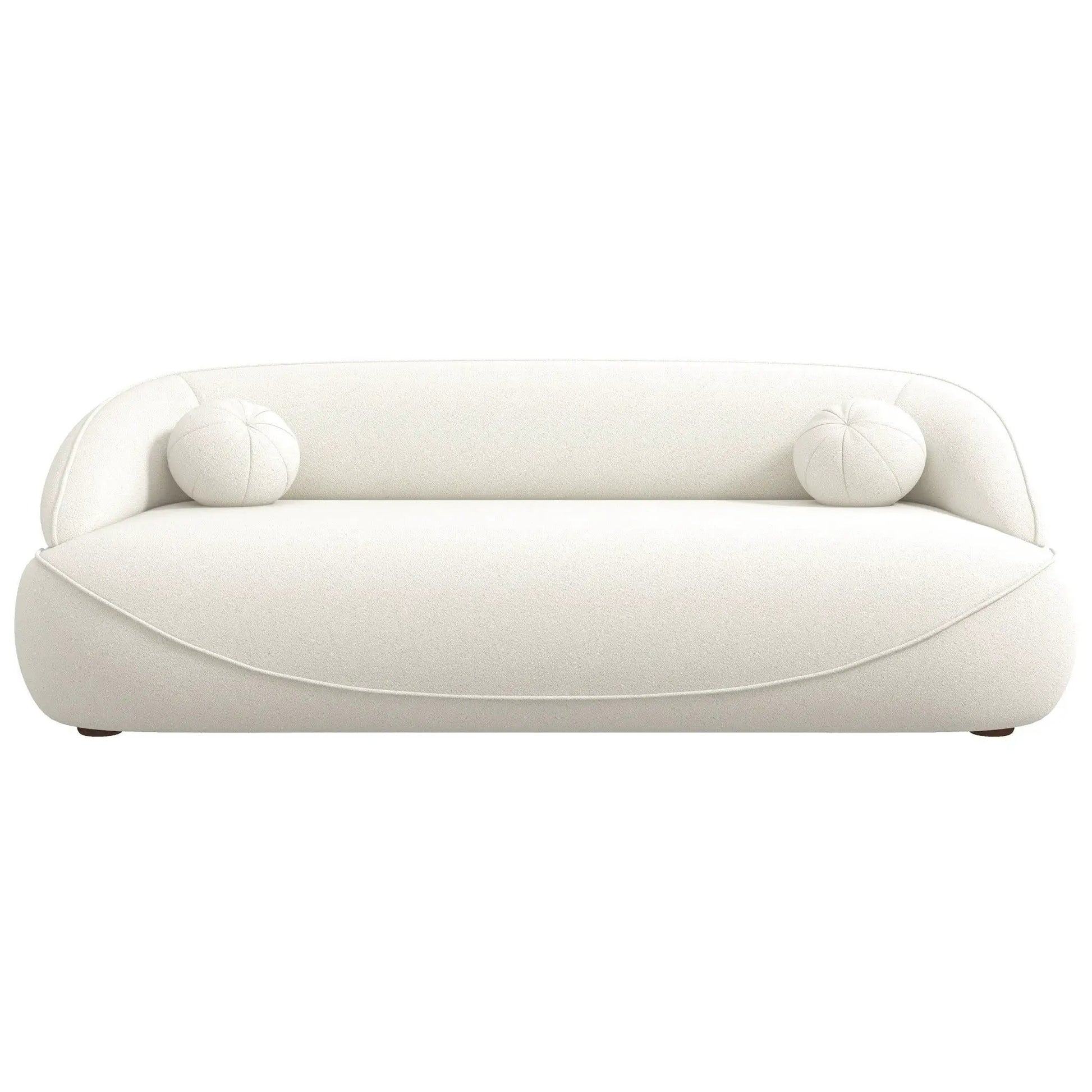 Andrew - Boucle Sofa ivory fabric with curved arms and two tufted cushions on Tampa Home & Garden Store