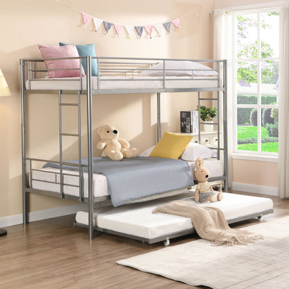 Modern Metal Frame Bunk Bed With Trundle