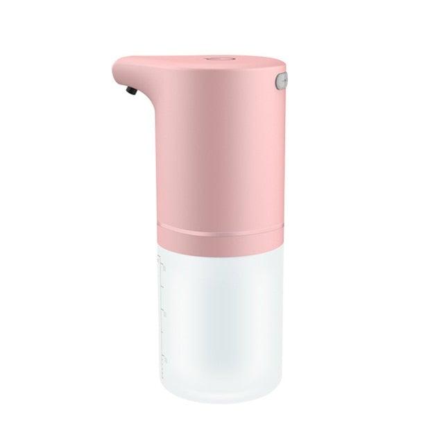 Stevvex 350ml pink automatic foaming soap dispenser with infrared touchless USB charging on Tampa Home & Garden Store