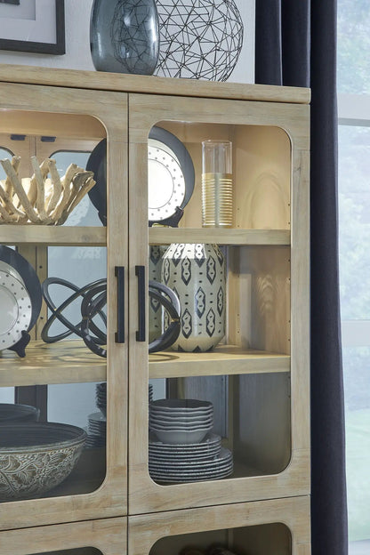 Somerset Buffet Curio in Butternut & Omari Natural with glass door by Unique Piece Furniture on Tampa Home & Garden Store