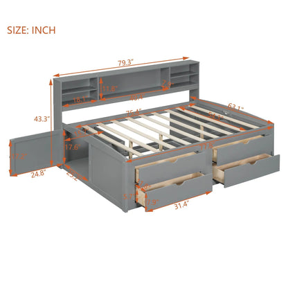 Daybed with Two Bedside Cabinets and Four Drawers