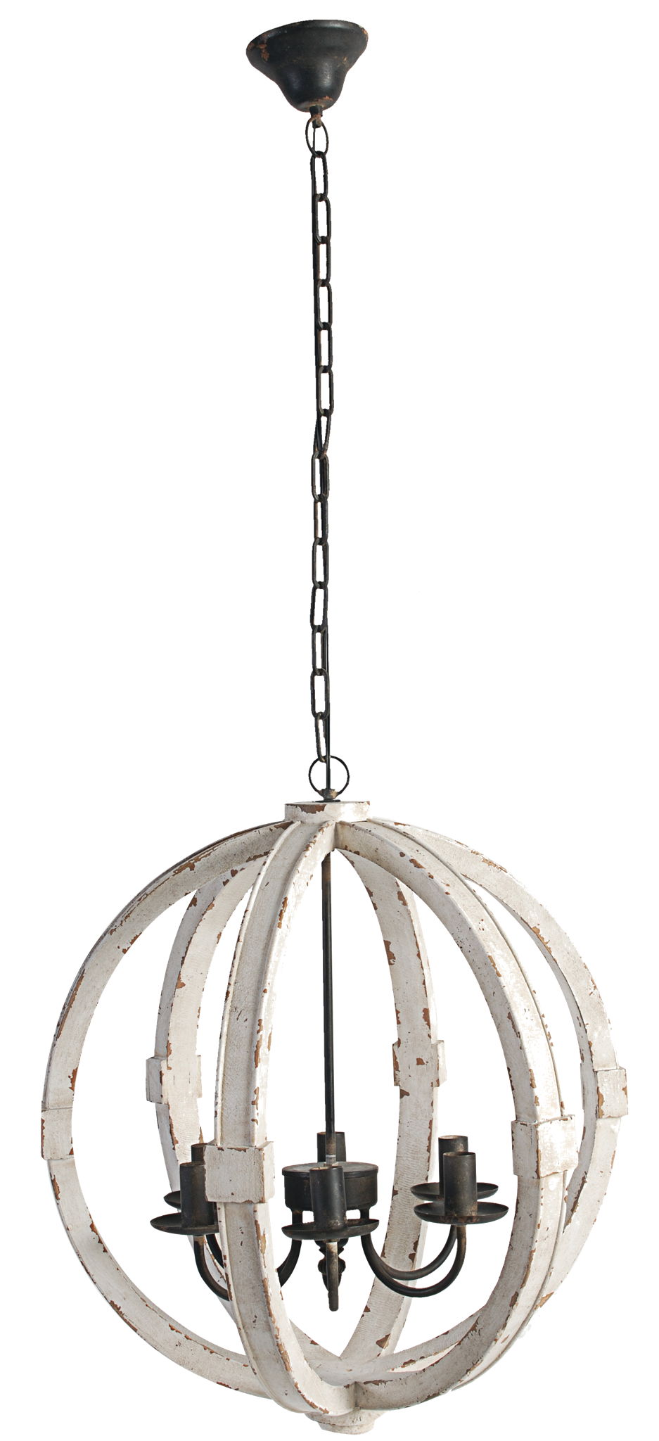 Chandelier hanging light fixture with adjustable chain and black candle-style sockets on Tampa Home & Garden Store