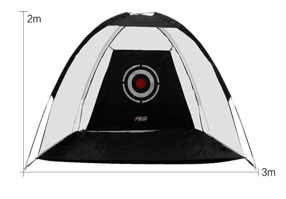 Golf practice net tent with target, black and gray mesh, 2m tall by 3m wide on Tampa Home & Garden Store