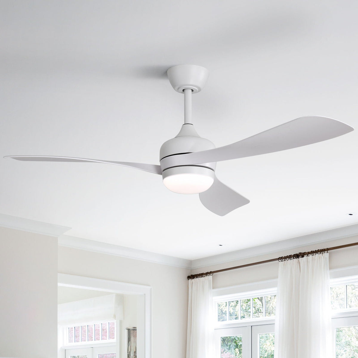 Ceiling fan white with three blades, remote control, reversible DC motor by HouseOfZazla on Tampa Home & Garden Store