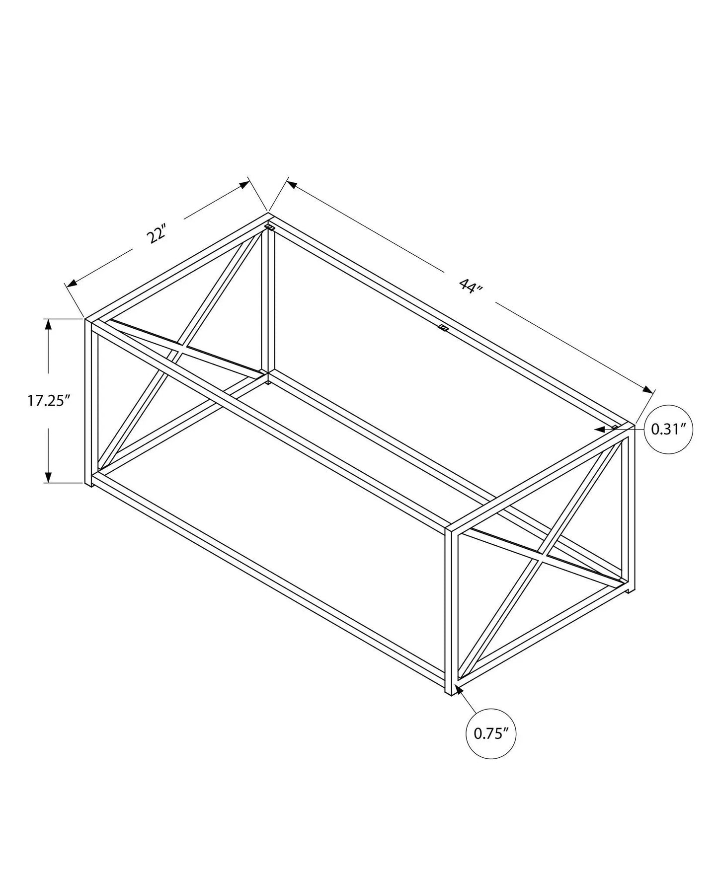 Table, Rectangular Chrome coffee table frame with diagonal bracing - Unique Piece Furniture on Tampa Home & Garden Store