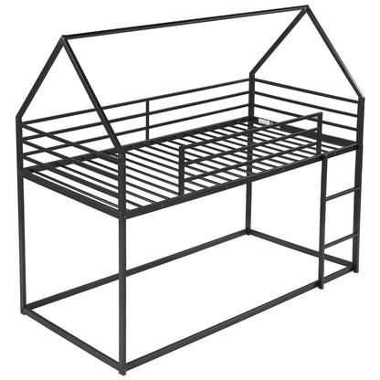 House bunk bed with built-in ladder in black metal frame, house-style top rails on Tampa Home & Garden Store