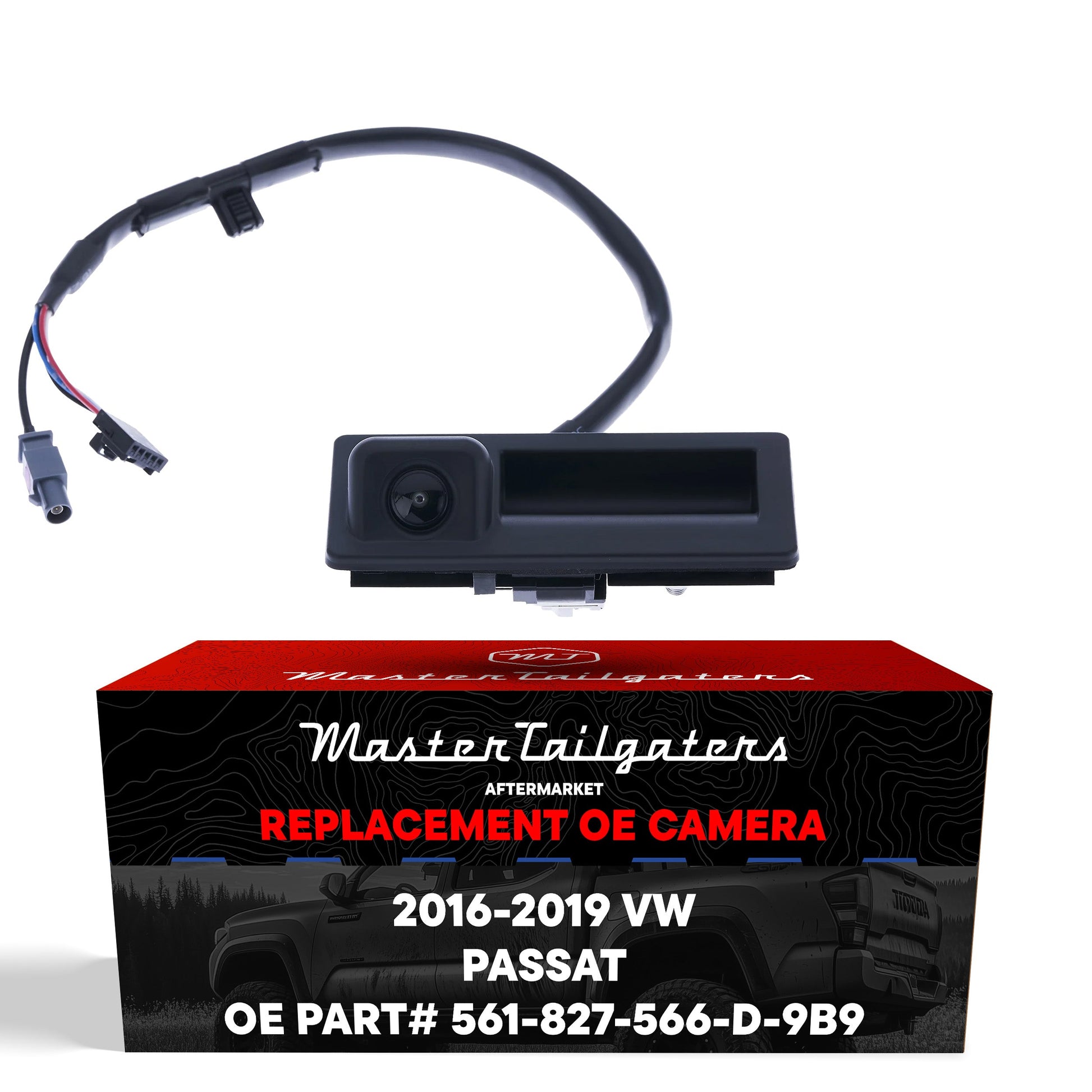 Master Tailgaters VW Passat OEM backup cam with release switch, 2016-2019, part 561-827-566-D-9B9 on Tampa Home & Garden Store
