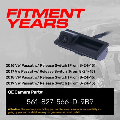VW Passat backup camera with release switch, OEM replacement, Master Tailgaters 561-827-566-D-9B9 on Tampa Home & Garden Store