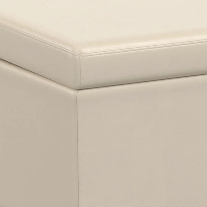 Avalon storage ottoman bench in cream leather with clean stitched edges on Tampa Home & Garden Store