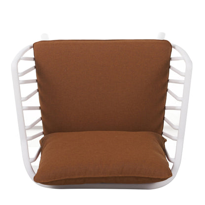 Huron Outdoor Club Chair set of 2, white frame with brown cushions by HouseOfZazla on Tampa Home & Garden Store