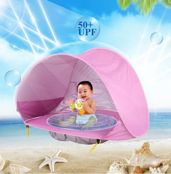 Baby Beach Tent pink UV-protecting sun awning, 50+ UPF, easy fold up, waterproof for kids on Tampa Home & Garden Store