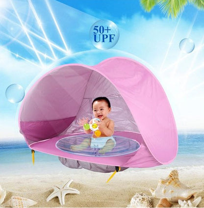 Baby Beach Tent pink UV-protecting sun awning, 50+ UPF, easy fold up, waterproof for kids on Tampa Home & Garden Store