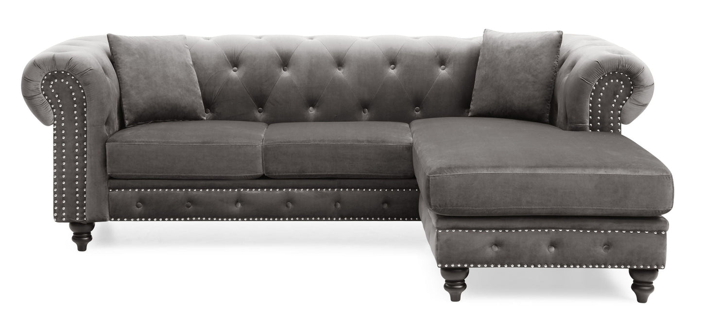 Nola Luxurious Microsuede and Tufted Chaise