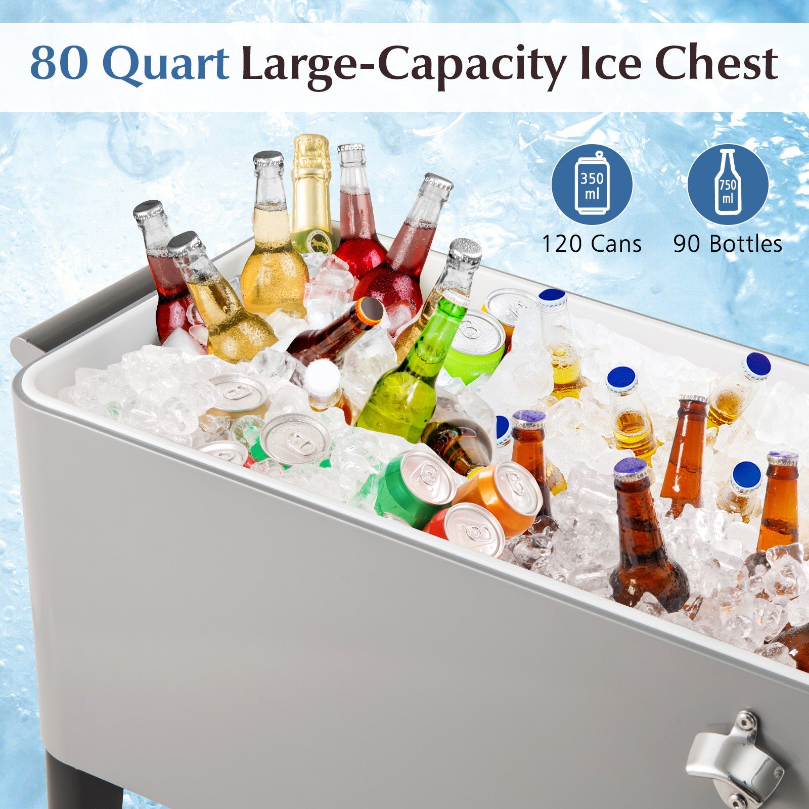 GemGear portable patio cooler in gray plastic filled with ice and assorted bottles on Tampa Home & Garden Store