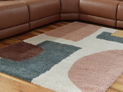 Flynnwick Rug Cream Pink Gray Geometric Plush