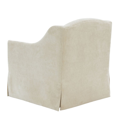 Beige skirted swivel accent chair with curved back by HouseOfZazla on Tampa Home & Garden Store