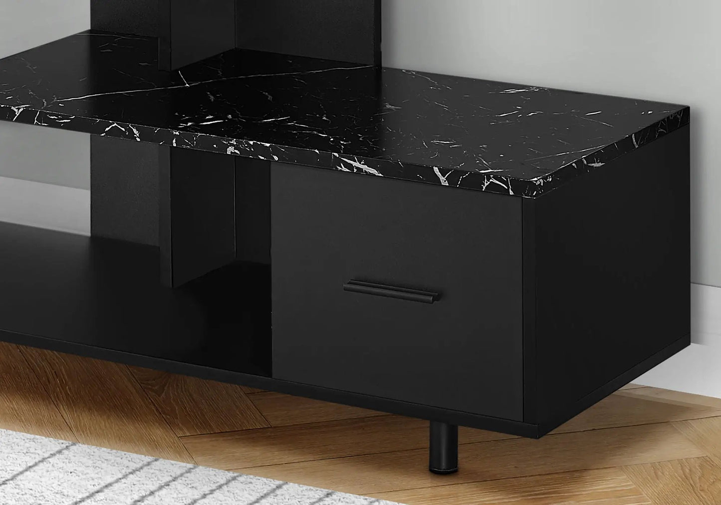TV stand by Unique Piece Furniture with black marble top, storage drawer, contemporary style on Tampa Home & Garden Store