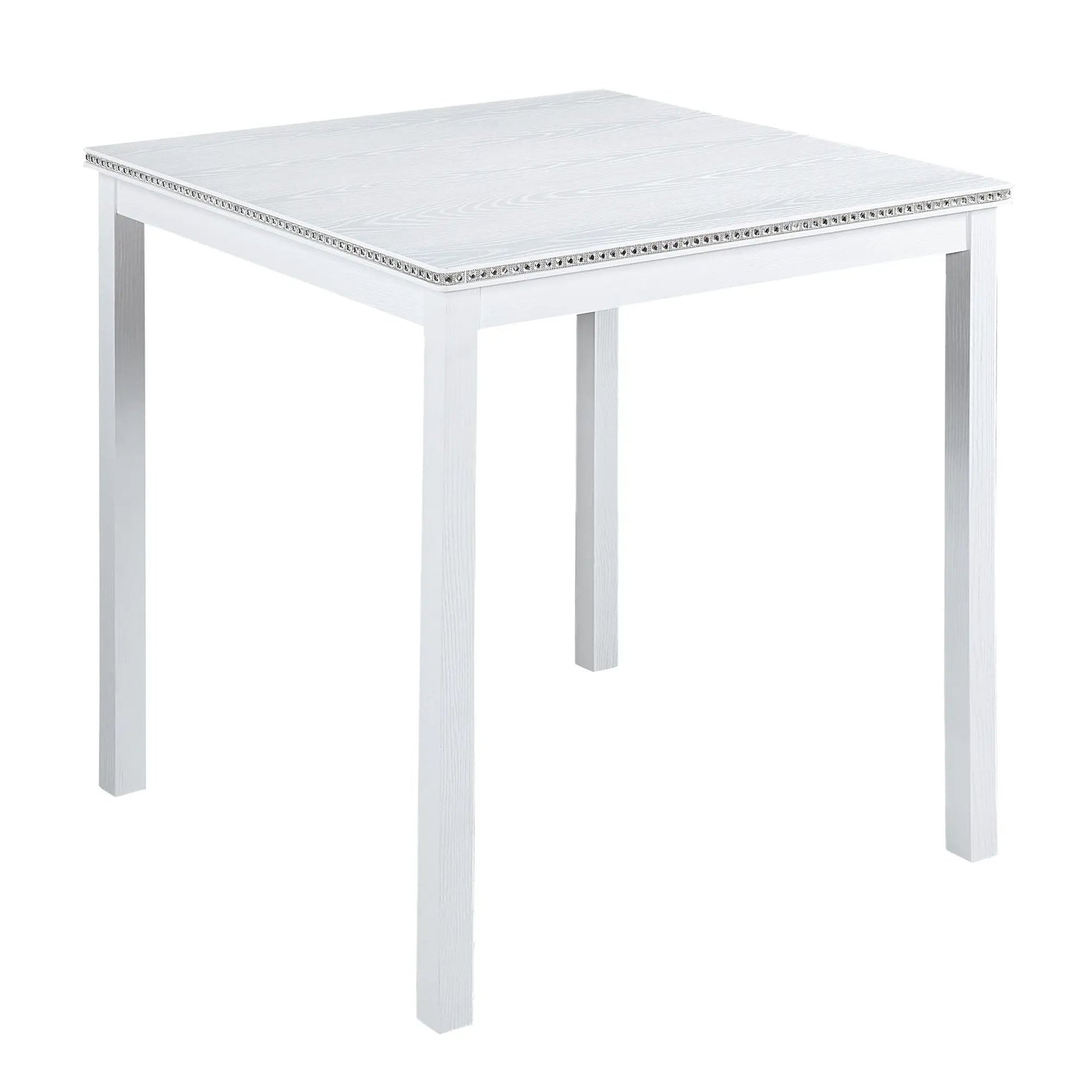 5 Piece Counter Height Square Dining Table Set with crystal-edge trim and whitewashed wood legs on Tampa Home & Garden Store