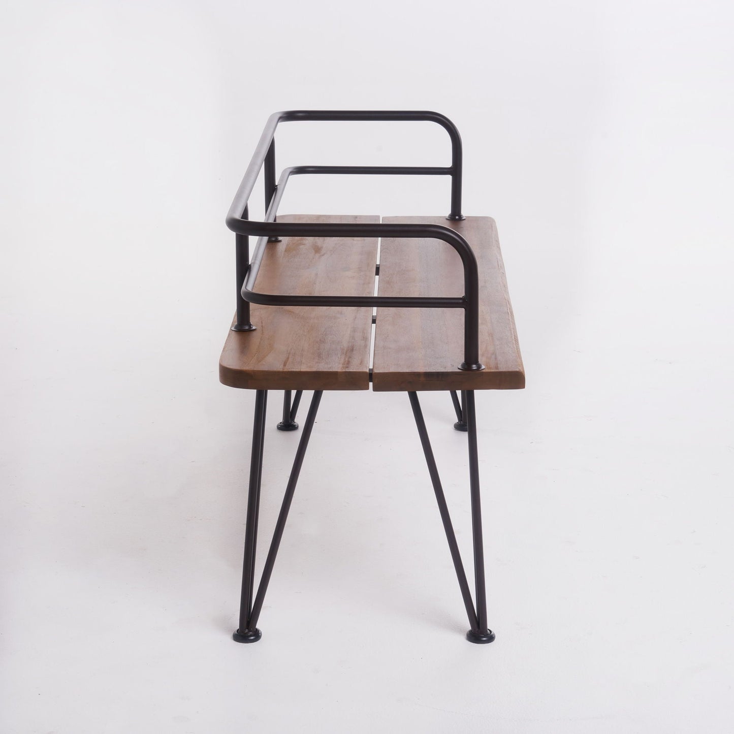Classic Outdoor Bench with Iron and Teak Frame