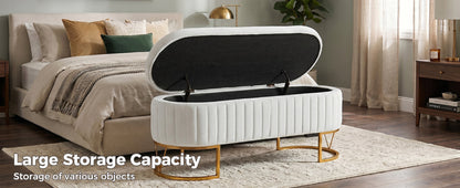 The Velvet Storage Bench with Gold Metal Legs