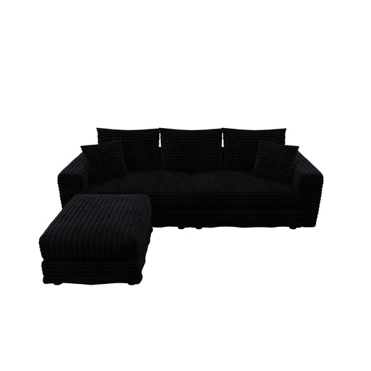 Deep seat black convertible sofa with soft pillows and ottomans, 3-piece set HouseOfZazla on Tampa Home & Garden Store