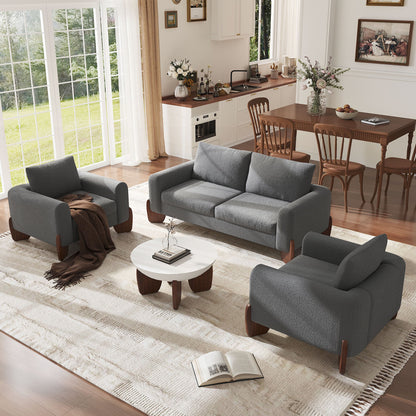 Modern Three Piece Boucle Sofa and Chair Set
