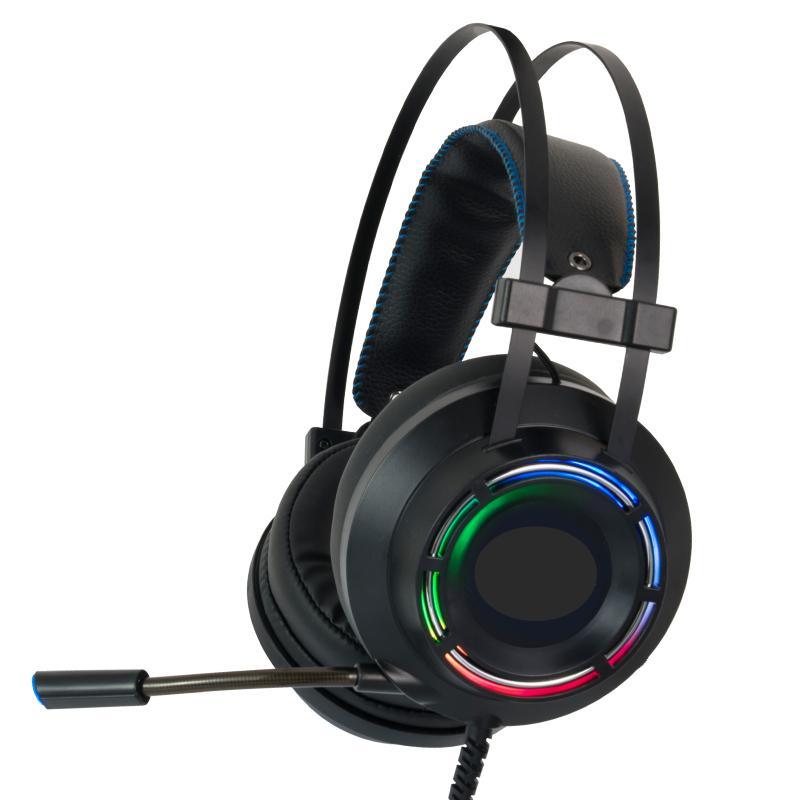 Gaming headset Stevvex with RGB lighting, black over-ear design with mic on Tampa Home & Garden Store